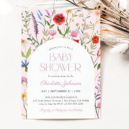Invitación a Baby Shower de Chica rosado de Flor s