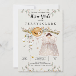 Invitación a Baby Shower de chica Rustic Farm Coun