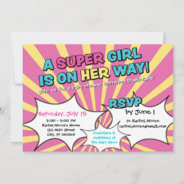 Invitación a Baby Shower de Chica superhéroe
