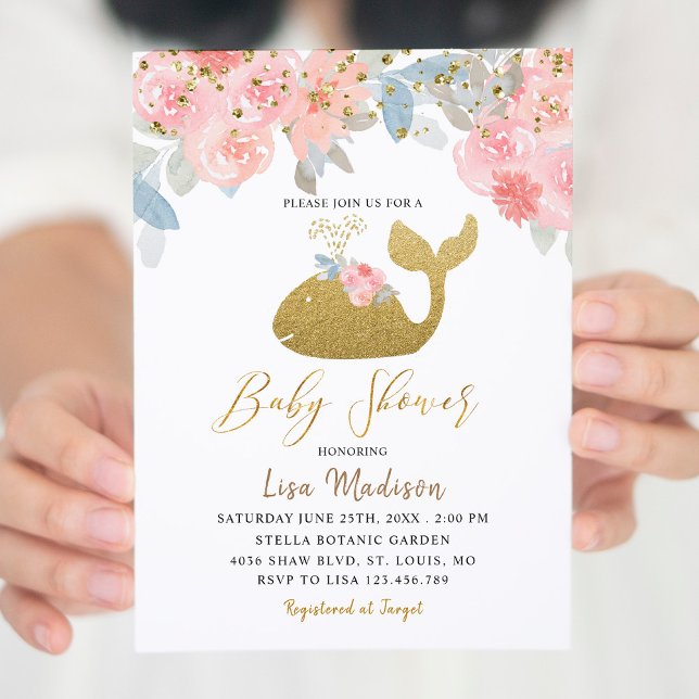 Invitación a Baby Shower de chica Whale (Subido por el creador)