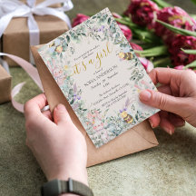 Invitación a Baby Shower de chica Woodland Cute An