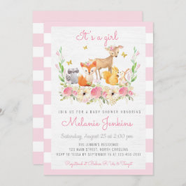 Invitación a Baby Shower de chica Woodland Deer