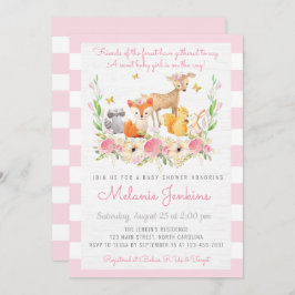 Invitación a Baby Shower de chica Woodland Deer