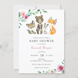 Invitación a Baby Shower de chica Woodland Forest 