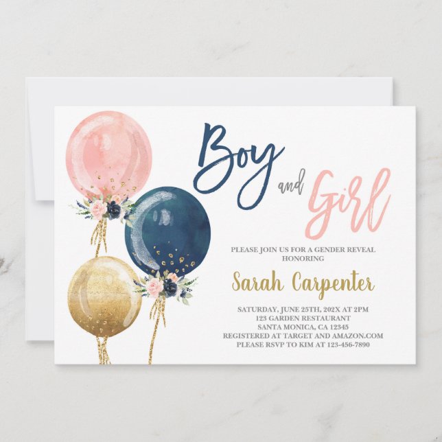 Invitación a Baby Shower de Chica y chico (Anverso)