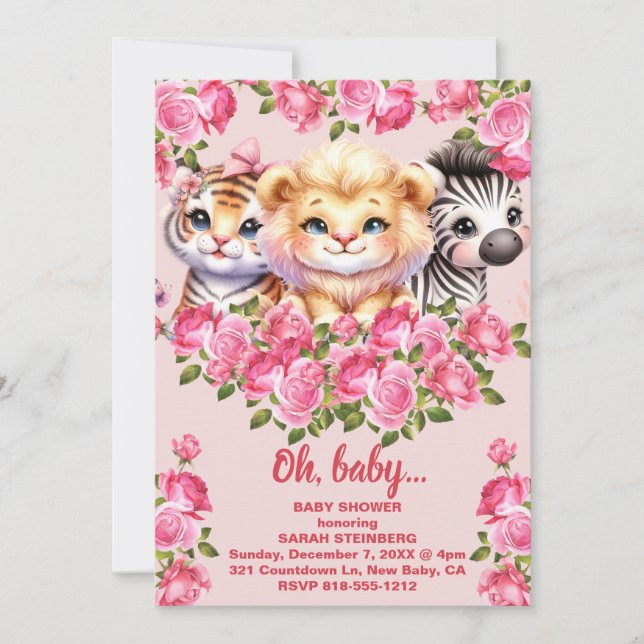 Invitación a Baby Shower de chicas (Anverso)