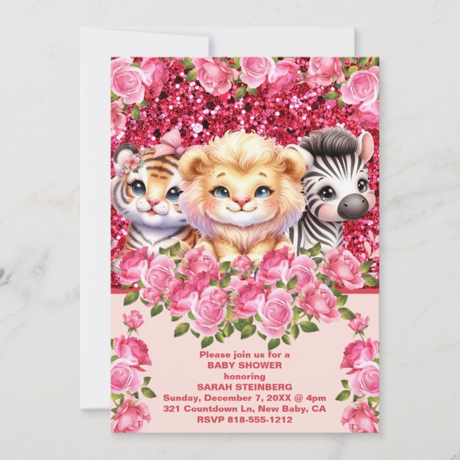 Invitación a Baby Shower de chicas (Anverso)