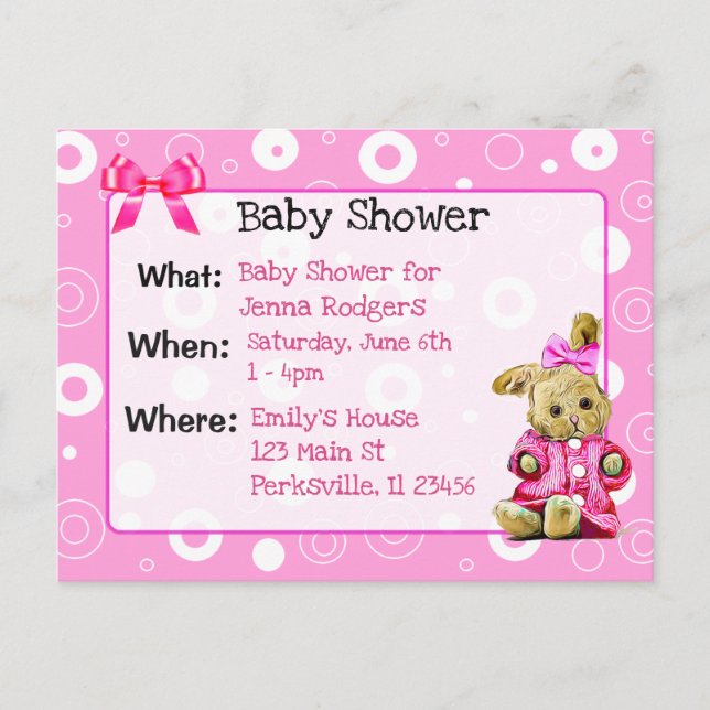 Invitación a Baby Shower de Chicas conyugales rosa (Anverso)