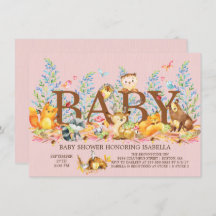 Invitación a Baby Shower de Chicas de animales de 