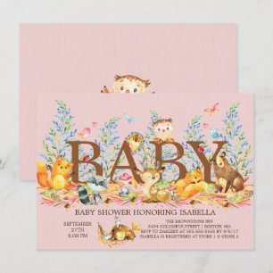 Invitación a Baby Shower de Chicas de animales de