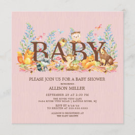Invitación a Baby Shower de Chicas de animales de 