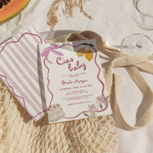 Invitación a Baby Shower de Chicas de Bows de Limó