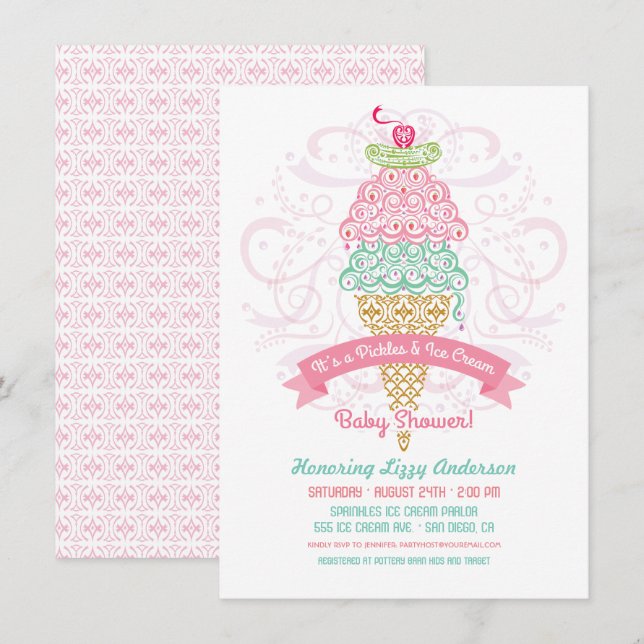 Invitación a Baby Shower de Chicas de la crema de  (Anverso / Reverso)