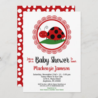 Invitación a Baby Shower de Chicas de Ladybug