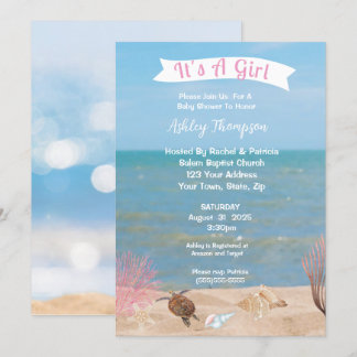Invitación a Baby Shower de Chicas de tortuga mari