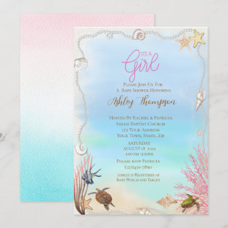 Invitación a Baby Shower de Chicas de tortuga mari