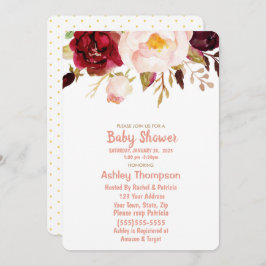 Invitación a Baby Shower de Chicas florales de oro