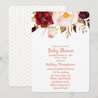 Invitación a Baby Shower de Chicas florales de oro