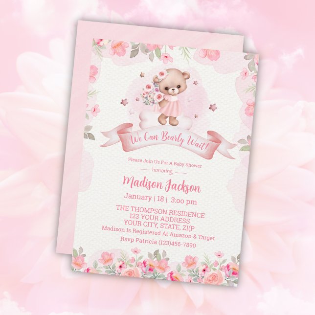 Invitación a Baby Shower de Chicas florales de oso (Subido por el creador)
