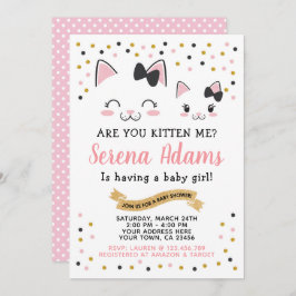Invitación a Baby Shower de Chicas gatos gatitos