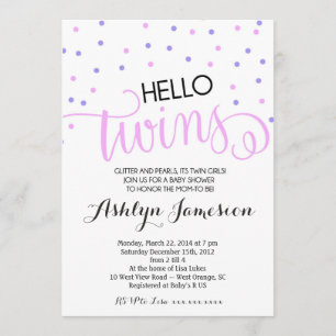 Invitación a Baby Shower de chicas gemelos