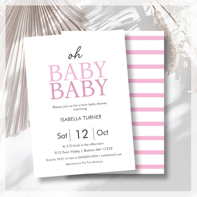 Invitación a Baby Shower de Chicas gemelos rosados (Subido por el creador)