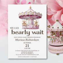 Invitación a Baby Shower de Chicas gemelos Teddy B