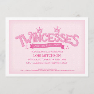 Invitación a Baby Shower de Chicas gemelos Twinces