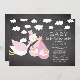 Invitación a Baby Shower de Chicas gemelos y torme
