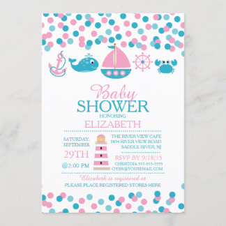 Invitación a Baby Shower de Chicas Náuticos Confet