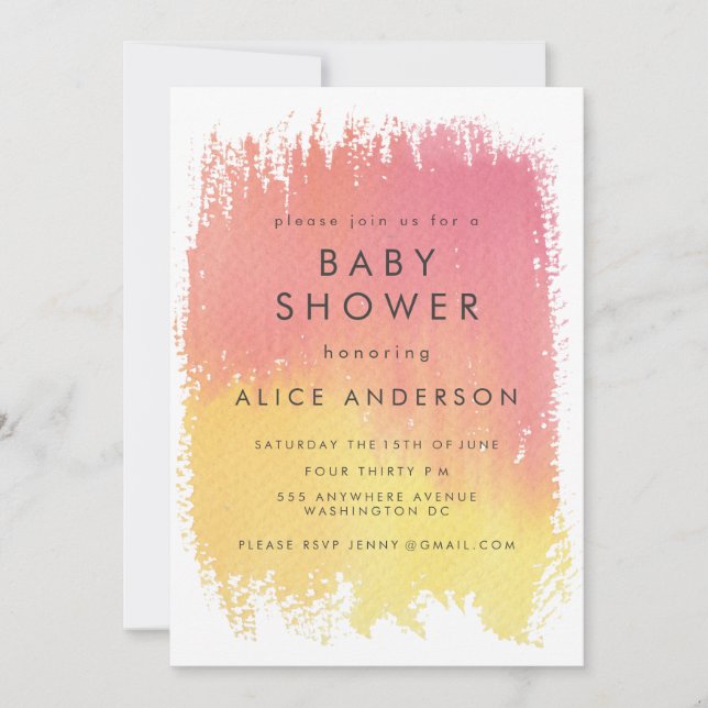 Invitación a Baby Shower de Chicas rosados de lava (Anverso)