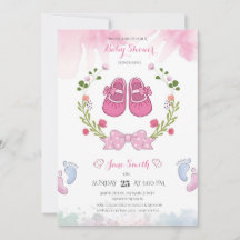 Invitación a Baby Shower de Chicas rosados persona