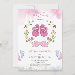 Invitación a Baby Shower de Chicas rosados persona