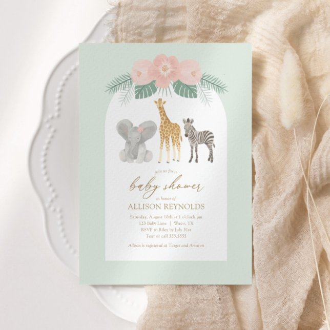 Invitación a Baby Shower de chicas Safari Animals (Subido por el creador)