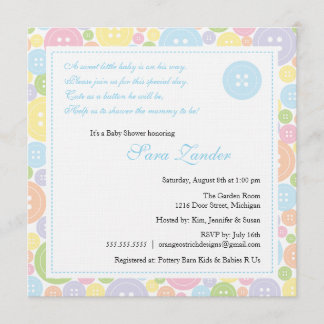 Invitación a Baby Shower de chico botón