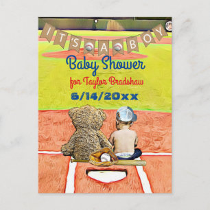 Invitación a Baby Shower de chico con temas de béi