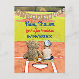 Invitación a Baby Shower de chico con temas de béi