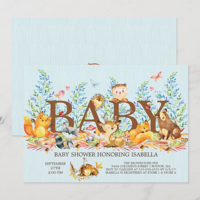 Invitación a Baby Shower de chicos rústicos de Woo (Anverso / Reverso)
