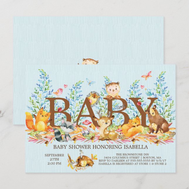 Invitación a Baby Shower de chicos rústicos de Woo (Anverso / Reverso)