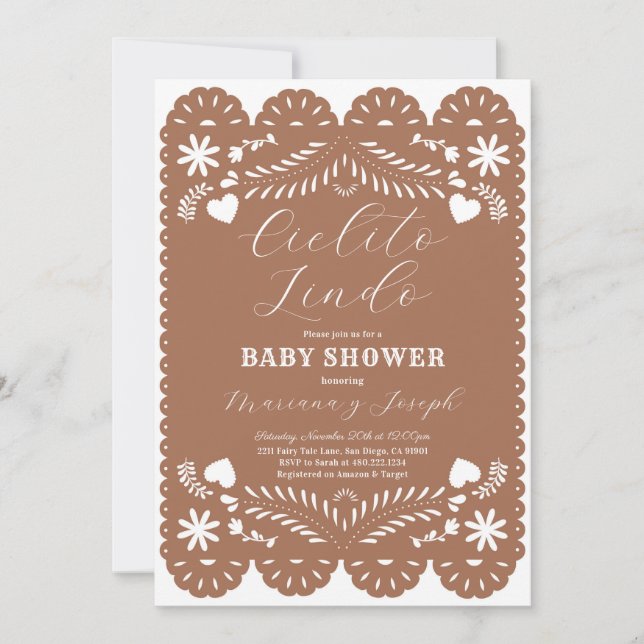 Invitación a Baby Shower de Cielito Lindo (Anverso)