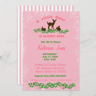 Invitación a Baby Shower de ciervo con bebé lindo 