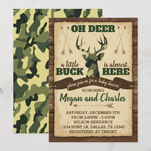 Invitación a Baby Shower de ciervos de camuflaje