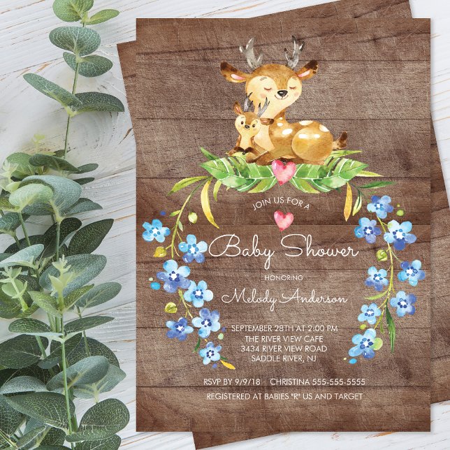 Invitación a Baby Shower de ciervos de Woodland rú (Subido por el creador)