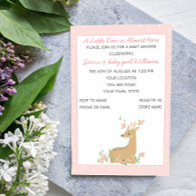 Invitación a Baby Shower de ciervos rosados