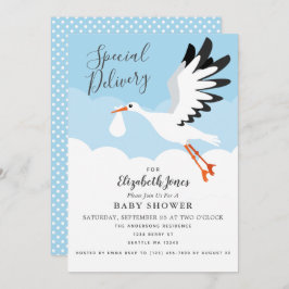 Invitación a Baby Shower de cigüeñas sin contenido