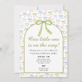 Invitación a Baby Shower de cinta de opciones verd