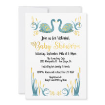Invitación a Baby Shower de Cisne de color dorado