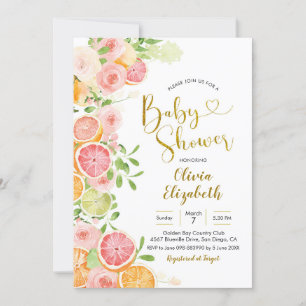 Invitación a Baby Shower de cítricos de pomelo