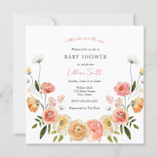 Invitación a Baby Shower de cítricos y flores