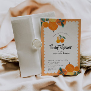 Invitación a Baby Shower de Citrus naranja
